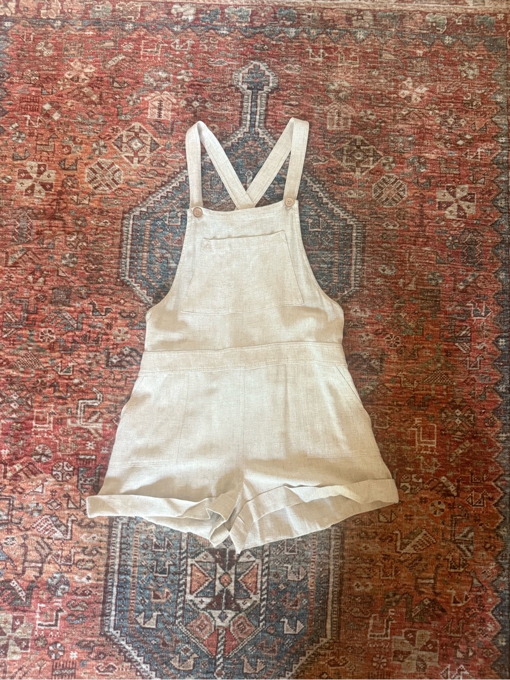 Show Me Your MuMu Cream linen romper with Branded Label